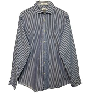 EXPRESS Modern Classics Men's Size M 100% Cotton Blue-White‎ Stripe 15-15.5 Neck